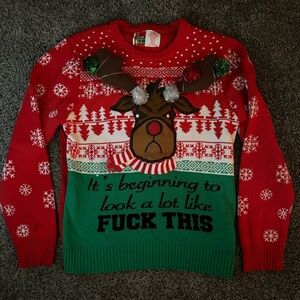 Christmas Red and Green Reindeer Ugly Sweater